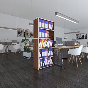 Klasörlük Raflı Rona Cvz 175*80*30 Kitaplık Ofis Arkalıksız Beyaz