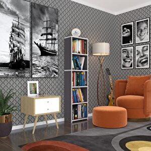 Kitaplık Süper Ga 150*40*19 Gri 5 Katlı Tek Bölme Çift Bölme Opsiyonlu Ofis Mutfak Banyo Dolabı Arkalıksız Beyaz