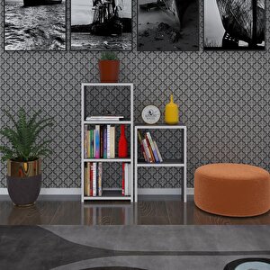 Kitaplık Süper Ga 150*40*19 Gri 5 Katlı Tek Bölme Çift Bölme Opsiyonlu Ofis Mutfak Banyo Dolabı Arkalıksız Beyaz