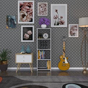 Kitaplık Süper Ga 120*40*19 Gri 4 Katlı Tek Bölme Ofis Mutfak Banyo Dolabı Arkalıksız Beyaz