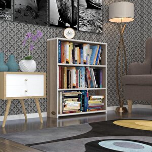 Kitaplık Süper Ga 090*80*19 Crd 3 Katlı Tek Bölme Ofis Mutfak Banyo Dolabı Arkalıksız Beyaz