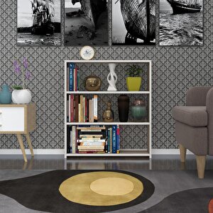 Kitaplık Süper Ga 090*80*19 Crd 3 Katlı Tek Bölme Ofis Mutfak Banyo Dolabı Arkalıksız Beyaz