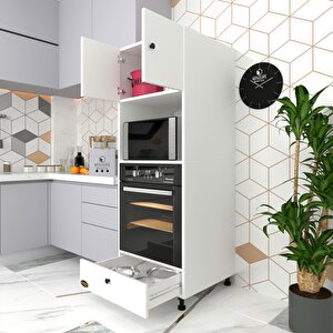 Fırın Dolabı Kamile Byz 162*60*56 Mutfak Çekmeceli Ayaklı Banyo Kiler Ofis Beyaz