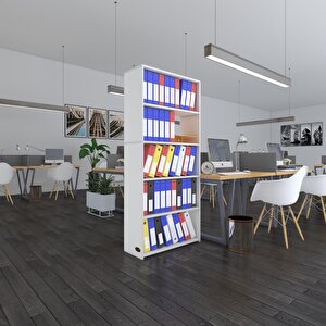 Klasörlük Raflı Rona Byz 175*80*30 Kitaplık Ofis Arkalıksız Beyaz