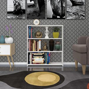 Kitaplık Süper Ga 090*80*19 Byz 3 Katlı Tek Bölme Ofis Mutfak Banyo Dolabı Arkalıksız Beyaz