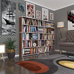 Kitaplık Süper Ga 150*200*19 Cvz 5 Katlı 3 Bölme Çift Bölme Opsiyonlu Ofis Mutfak Banyo Dolabı Arkalıksız Beyaz