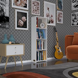 Kitaplık Süper Ga 120*40*19 Byz 4 Katlı Tek Bölme Ofis Mutfak Banyo Dolabı Arkalıksız Beyaz