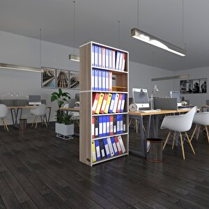 Klasörlük Raflı Rona Crd 175*80*30 Kitaplık Ofis Arkalıksız Beyaz