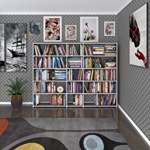 Kitaplık Süper Ga 150*200*19 Gri 5 Katlı 3 Bölme Çift Bölme Opsiyonlu Ofis Mutfak Banyo Dolabı Arkalıksız Beyaz