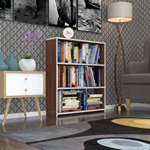 Kitaplık Süper Ga 090*80*19 Cvz 3 Katlı Tek Bölme Ofis Mutfak Banyo Dolabı Arkalıksız Beyaz