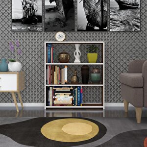 Kitaplık Süper Ga 090*80*19 Cvz 3 Katlı Tek Bölme Ofis Mutfak Banyo Dolabı Arkalıksız Beyaz