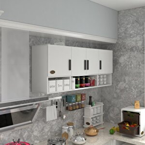 Hazır Mutfak Konsta Beyaz 60x150x32 Mutfak Banyo Dolabı Kapaklı Raflı Beyaz