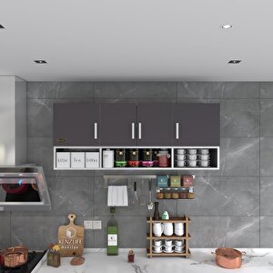 Kenzlife Hazır Mutfak Konsta Gri 060*150*32 Mutfak Banyo Dolabı Kapaklı Raflı