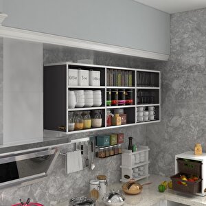 Hazır Mutfak Orela Gri 060*150*22 Mutfak Banyo Dolabı Kapaksız Raflı Gri