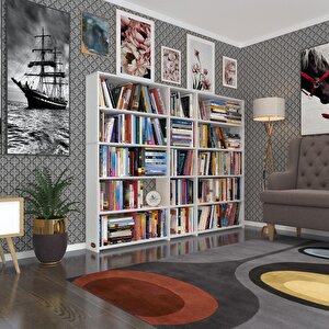 Kitaplık Süper Ga 150*200*19 Byz 5 Katlı 3 Bölme Çift Bölme Opsiyonlu Ofis Mutfak Banyo Dolabı Arkalıksız Beyaz