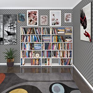 Kitaplık Süper Ga 150*200*19 Byz 5 Katlı 3 Bölme Çift Bölme Opsiyonlu Ofis Mutfak Banyo Dolabı Arkalıksız Beyaz
