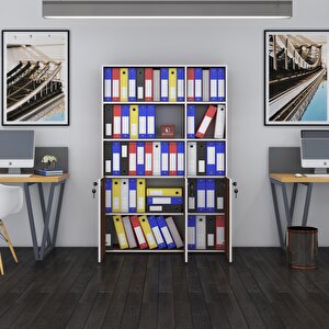Klasör Dolabı Kilitli Alpdem Cvz 175*120*30 Klasörlük Kitaplık Ofis Arkalıksız