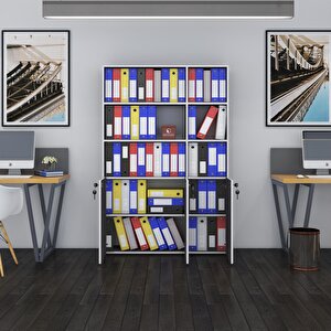 Klasör Dolabı Kilitli Alpdem Gri 175*120*30 Klasörlük Kitaplık Ofis Arkalıksız