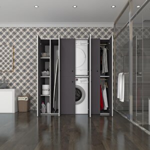 Kenzlife Çamaşır-kurutma Makinesi Dolabı Ve Giysi Dolabı Suyuti Sol Gri 180x170x60  Banyo