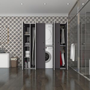 Çamaşır-kurutma Makinesi Dolabı Ve Giysi Dolabı Suyuti Sol Gri 180*170*60  Banyo