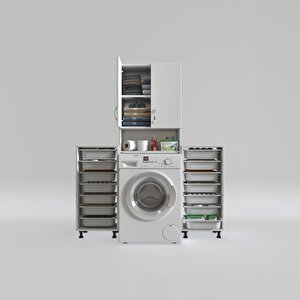 Çamaşır Makinesi Dolabı Sinemsepetduble Byz 07 Li Banyo Arkalıksız Kurutma Bulaşık