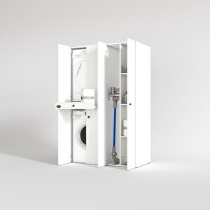 Çamaşır-kurutma Makinesi Dolabı Şahrur Sağ Byz 187*120*60 Çekmeceli Banyo