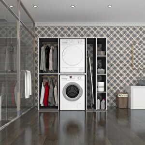Kenzlife Çamaşır-kurutma Makinesi Dolabı Ve Giysi Dolabı Cevheri Sağ Gri 180x170x60  Banyo
