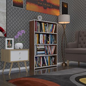 Kitaplık Süper Ga 120*80*19 Cvz 4 Katlı Tek Bölme Ofis Mutfak Banyo Dolabı Arkalıksız Beyaz