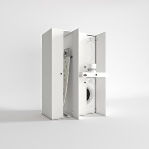 Kenzlife Çamaşır-kurutma Makinesi Dolabı Şahrur Sol Beyaz 187x120x60 Çekmeceli Banyo