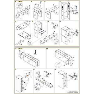 Çamaşır-kurutma Makinesi Dolabı Nazzam Ceviz 187x170x60 Çekmeceli Raflı Banyo