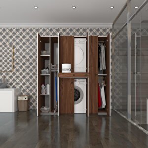 Çamaşır-kurutma Makinesi Dolabı Ve Giysi Dolabı Çekmeceli Ebuzer Sol Raf Cvz 187*160*60  Banyo
