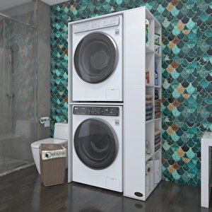 Çamaşır-kurutma Makinesi Dolabı Bolodenkamdf Beyaz 180x90x100 Mdf Full Mdf Banyo Kapaksız Arkalıksız