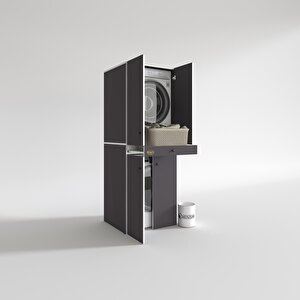 Kenzlife Çamaşır-kurutma Makinesi Dolabı El Kindi Gri 187x70x60 Çekmeceli Kapaklı Banyo