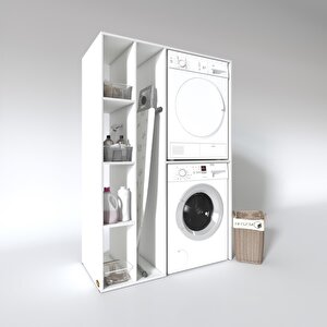 Çamaşır-kurutma Makinesi Dolabı Alyushamdf Sol Beyaz 180x120x60 % 100 Mdf Full Mdf Banyo Kapaksız Arkalıksız