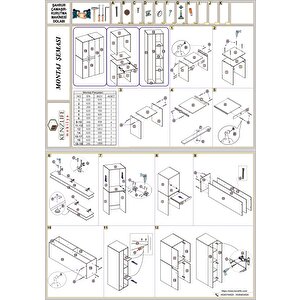 Çamaşır-kurutma Makinesi Dolabı Şahrur Sol Ceviz 187x120x60 Çekmeceli Banyo