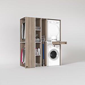 Çamaşır-kurutma Makinesi Dolabı Ve Giysi Dolabı Çekmeceli Attar Sol Crd 187x160x60  Banyo