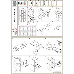 Çamaşır-kurutma Makinesi Dolabı El Kindi Beyaz 187x70x60 Çekmeceli Kapaklı Banyo