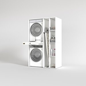 Çamaşır-kurutma Makinesi Dolabı Gutas Sağ Beyaz 187x120x60 Çekmeceli Banyo