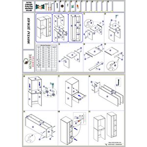 Kenzlife Çamaşır-kurutma Makinesi Dolabı Gutas Sağ Byz 187*120*60 Çekmeceli Banyo