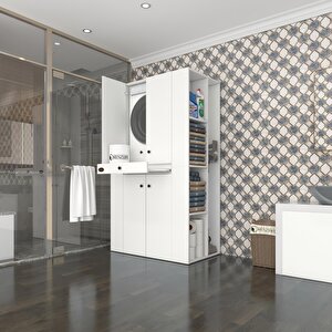Çamaşır-kurutma Makinesi Dolabı Birunimdf Byz 187*110*60 Çekmeceli Raflı % 100 Full Mdf