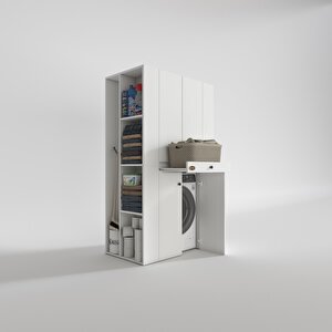 Çamaşır-kurutma Makinesi Dolabı Birunimdf Byz 187*110*60 Çekmeceli Raflı % 100 Full Mdf
