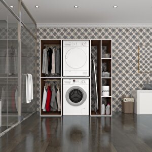 Kenzlife Çamaşır-kurutma Makinesi Dolabı Ve Giysi Dolabı Cevheri Sağ Ceviz 180x170x60  Banyo