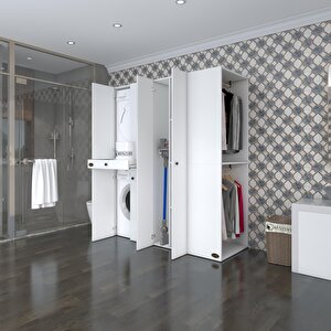 Çamaşır-kurutma Makinesi Dolabı Ve Giysi Dolabı Çekmeceli Eşarimdf Sağ Byz 187*160*60  % 100 Full Mdf