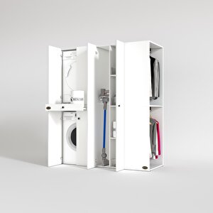 Çamaşır-kurutma Makinesi Dolabı Ve Giysi Dolabı Çekmeceli Eşarimdf Sağ Byz 187*160*60  % 100 Full Mdf