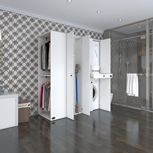 Çamaşır-kurutma Makinesi Dolabı Ve Giysi Dolabı Çekmeceli Eşari Sol Byz 187*160*60  Banyo
