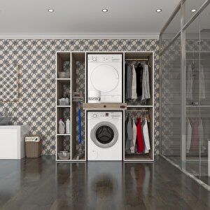 Çamaşır-kurutma Makinesi Dolabı Ve Giysi Dolabı Çekmeceli Hattab Sol Raf Crd 187*160*60  Banyo