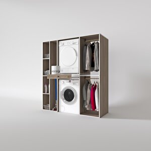 Çamaşır-kurutma Makinesi Dolabı Ve Giysi Dolabı Çekmeceli Hattab Sol Raf Crd 187*160*60  Banyo