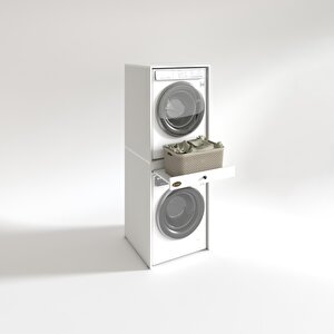 Çamaşır-kurutma Makinesi Dolabı Avi Senna Beyaz 187x70x60 Çekmeceli Banyo