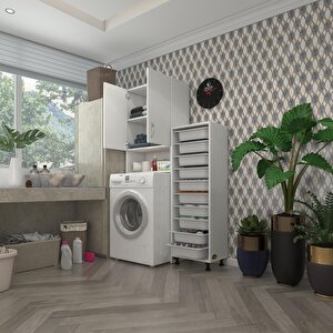 Çamaşır Makinesi Dolabı Sinemsepet Beyaz 10 Lu Banyo Arkalıksız Kurutma Bulaşık