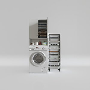Çamaşır Makinesi Dolabı Sinemsepet Byz 10 Lu Banyo Arkalıksız Kurutma Bulaşık